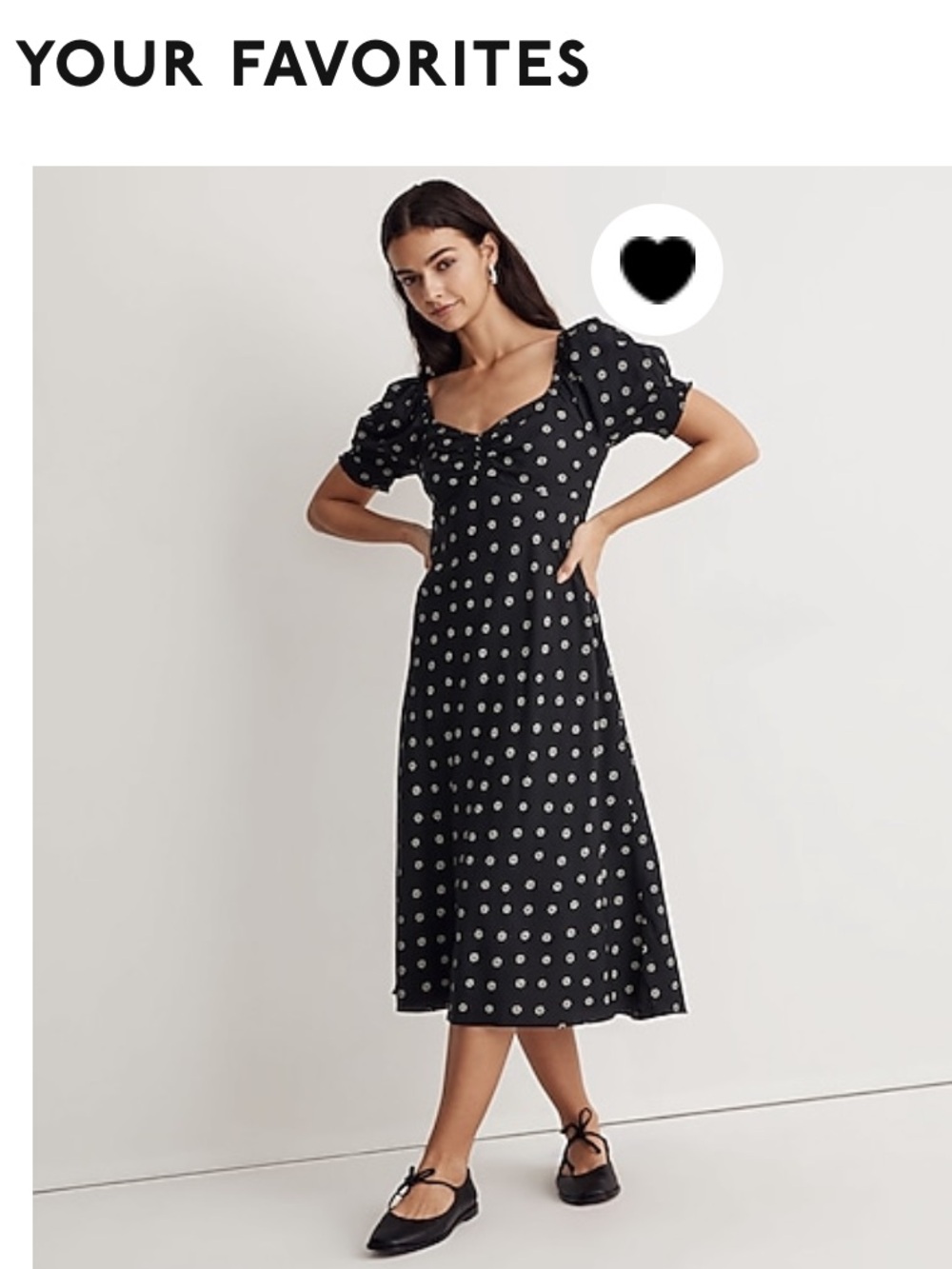 Madewell | Sweetheart Puff Sleeve | Midi Dress with Stardot Print | Size 6